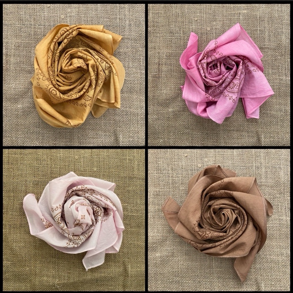 BANDANA Set Hand Dyed Sun Bleached "Rodeo Princess Collection" Set of 4 - Picture 3 of 13